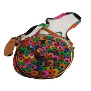 AmeriLeather Dream Catcher Convertible Leather Crossbody Bag In Rainbow